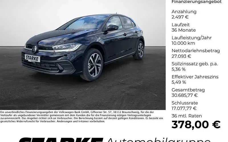 Nowe VW Polo 116 KM (85 kW) 2026 Czarny Hatchback