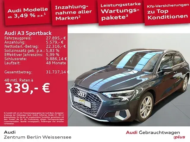 Gebraucht Audi A3 Sportback e-tron Advanced Plus 204 PS (150 kW) 2024 Manhattangrau metallic Kleinwagen