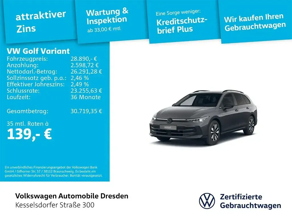 Gebraucht VW Golf VIII Goal 150 PS (110 kW) 2025 Delfingrau metallic Kombi