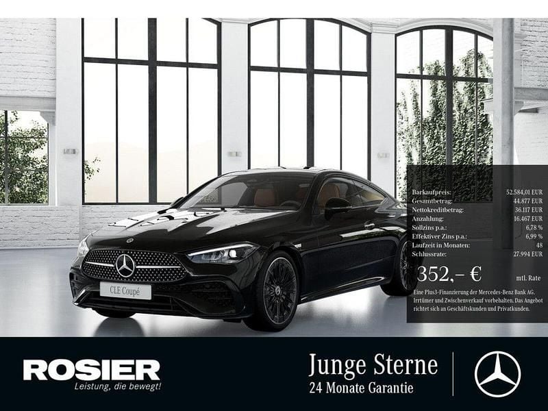 Schwarz / obsidianschwarz Gebraucht 2024 Mercedes CLE200 Advanced Plus Coupé | 52.584 € (Guter Preis) - Bild 1/4
