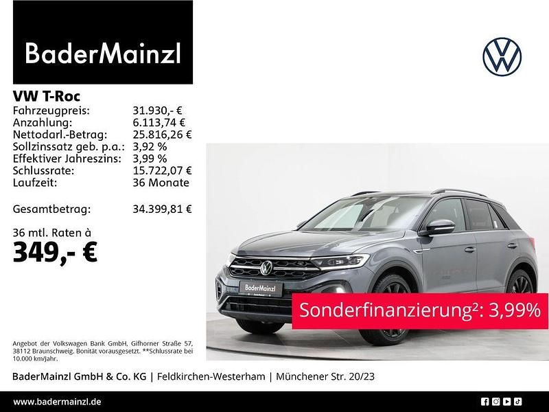 Indiumgrau metallic/deep black perleffek (metallic) Gebraucht 2022 VW T-Roc R-line SUV | 31.930 € (Fairer Preis) - Bild 1/4