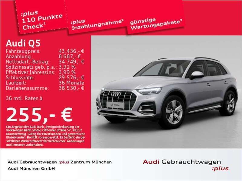 Florettsilber metallic Gebraucht 2023 Audi Q5 Advanced Plus SUV | 47.521 € (Etwas zu teuer) - Bild 1/2