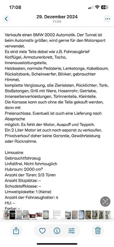 Gebraucht BMW 2002 100 PS (73 kW) 1973 Weiß Limousine