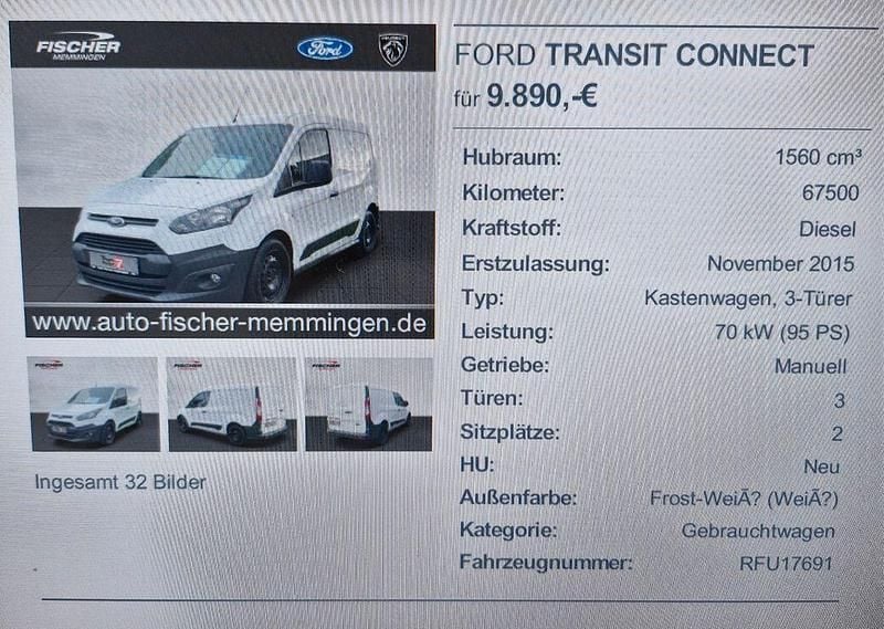 Weiß Gebraucht 2015 Ford Transit Connect Van / Kleinbus | 7.900 € (Superpreis) - Bild 1/4