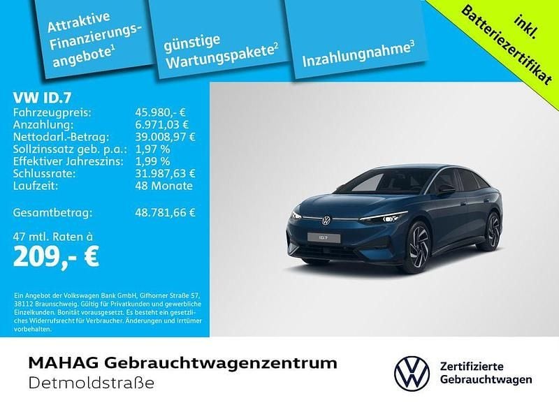 Gebraucht VW ID.7 Pro 210 kW (286 PS) 2025 Aquamarinblau metallic SUV
