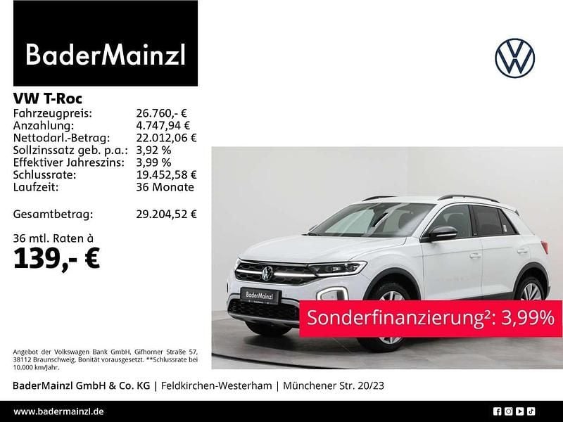 Pure white Gebraucht 2024 VW T-Roc Move SUV | 26.760 € (Guter Preis) - Bild 1/3