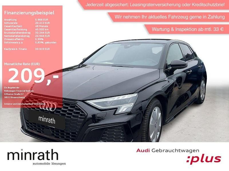 Mythosschwarz metallic Gebraucht 2024 Audi A3 S-Line Limousine | 30.910 € (Guter Preis) - Bild 1/4