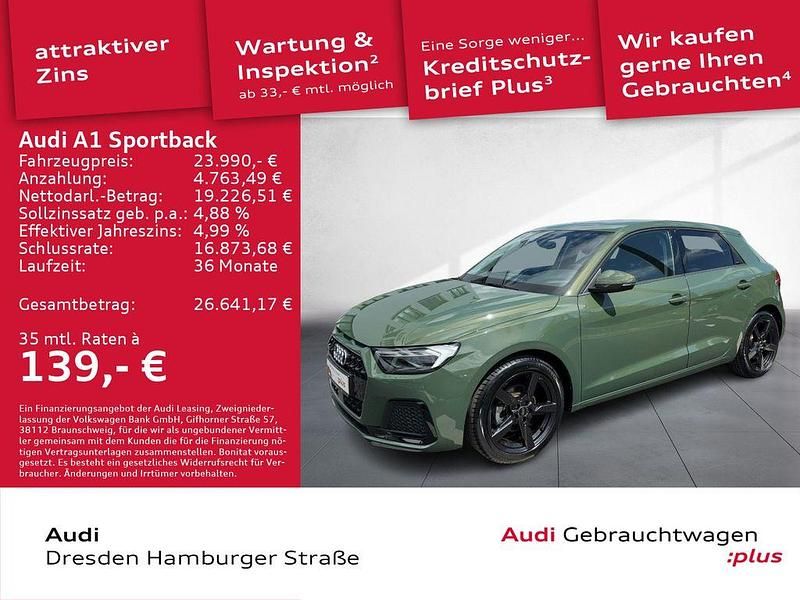 Grün Gebraucht 2024 Audi A1 Sportback Advanced Kleinwagen | 23.990 € (Fairer Preis) - Bild 1/3