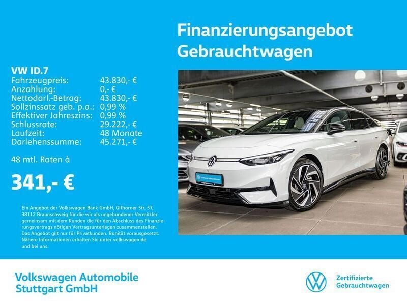 Gletscherweiß metallic/schwarz Gebraucht 2023 VW ID.7 Pro Limousine | 43.830 € (Guter Preis) - Bild 1/4
