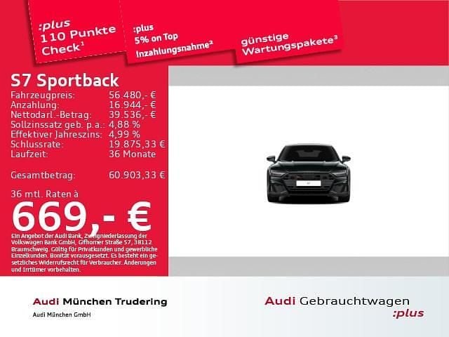 Mythosschwarz metallic Gebraucht 2022 Audi S7 Ambiente Kleinwagen | 56.480 € (Guter Preis) - Bild 1/1