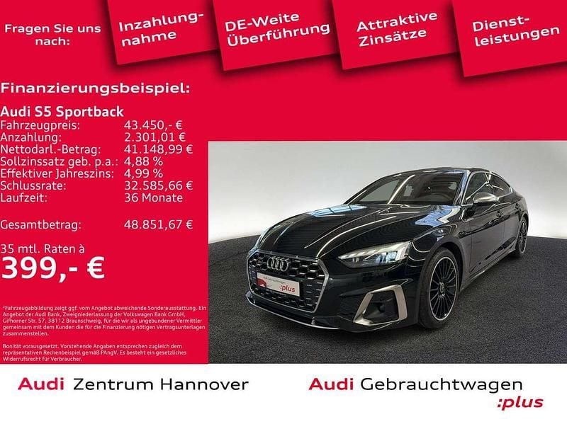 0e mythosschwarz metallic Gebraucht 2023 Audi S5 Limousine | 43.450 € (Superpreis) - Bild 1/4
