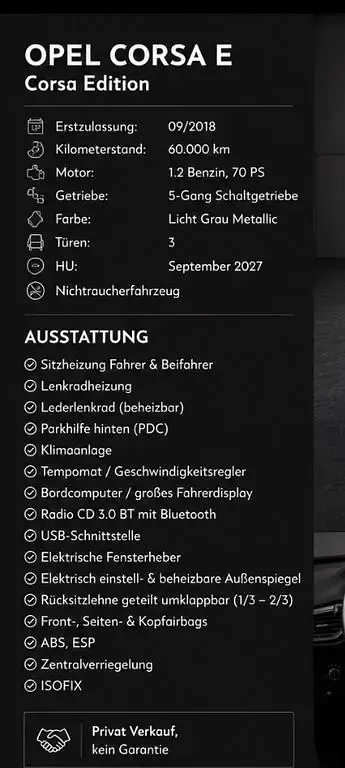 Gebraucht Opel Corsa Edition 69 PS (50 kW) 2018 Grau Kleinwagen