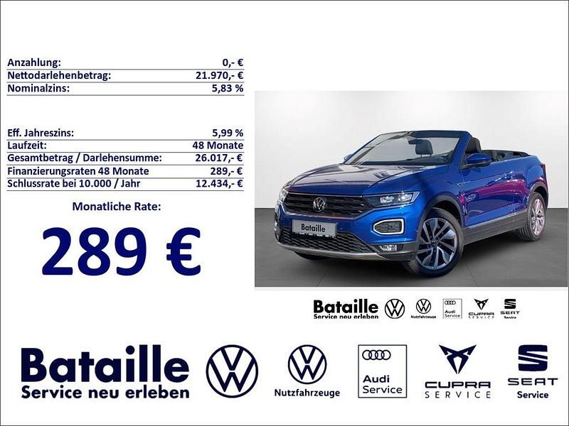 Gebraucht VW T-Roc Cabriolet Active 150 PS (110 kW) 2021 Blau Cabrio