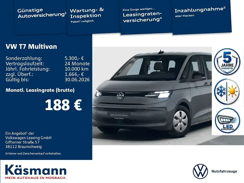 Neu VW Multivan 150 PS (110 kW) 2026 Pure grey Van / Kleinbus