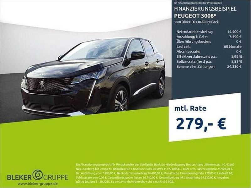Schwarz Gebraucht 2022 Peugeot 3008 Allure Limousine | 21.990 € (Guter Preis) - Bild 1/3