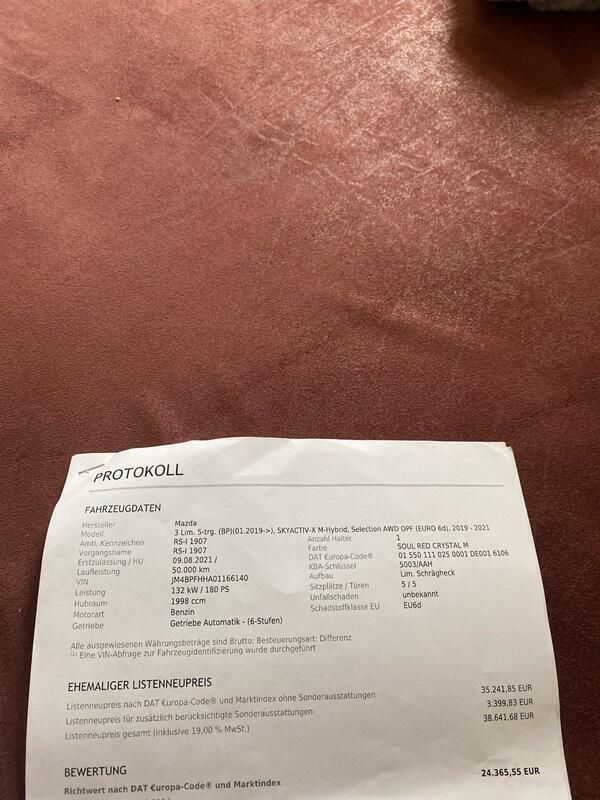 Rot Gebraucht 2019 Mazda 3 Selection Limousine | 22.100 € (Etwas zu teuer) - Bild 1/4