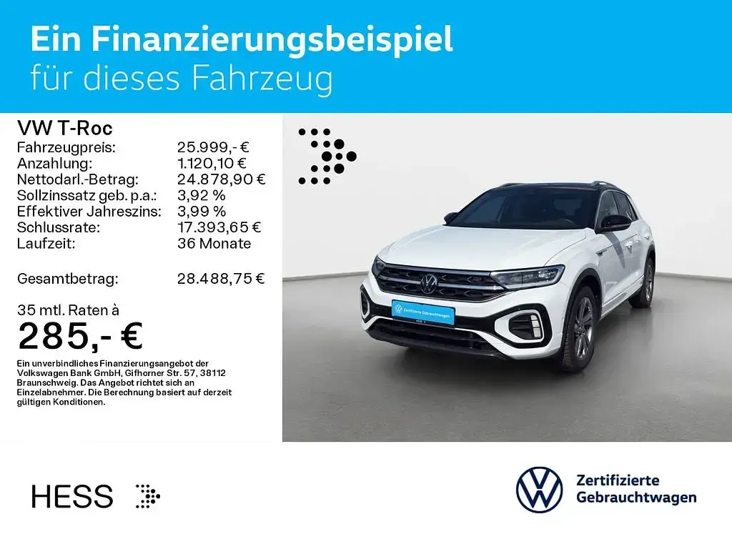 Gebraucht VW T-Roc R-line 150 PS (110 kW) 2023 Pure white schwarz SUV