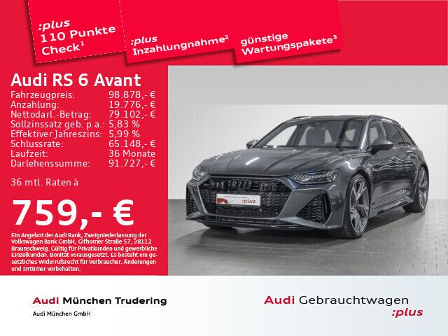 Daytonagrau perleffekt Gebraucht 2022 Audi RS6 Ambiente Kombi | 101.977 € (Fairer Preis) - Bild 1/2