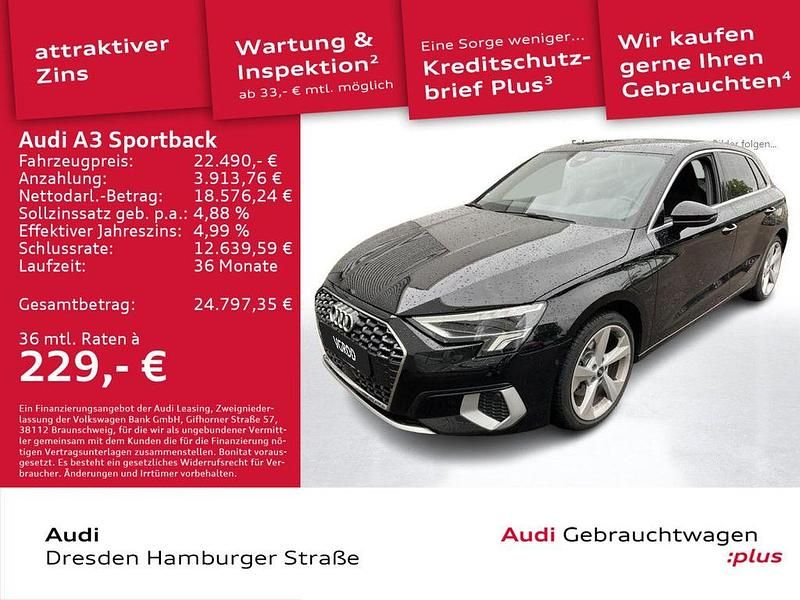 Brillantschwarz Gebraucht 2021 Audi A3 Sportback e-tron Ambiente Limousine | 22.490 € (Fairer Preis) - Bild 1/3