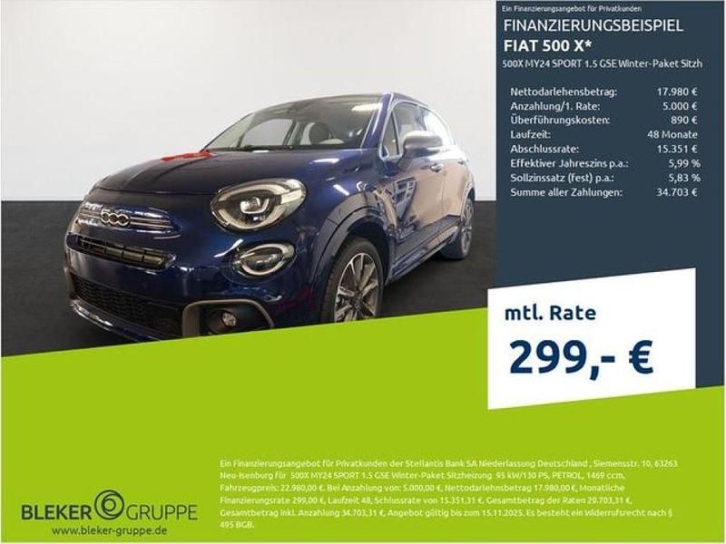 Venezia blau (metallic) Gebraucht 2024 Fiat 500X Sport SUV | 21.480 € (Superpreis) - Bild 1/3