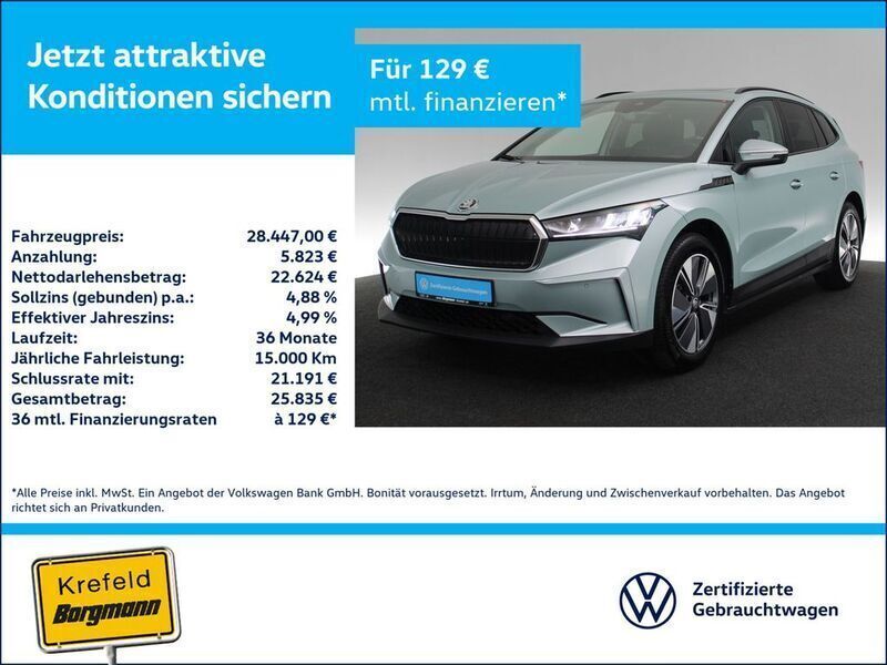 Arctic silber metallic (metallic) Gebraucht 2022 Skoda Enyaq iV Loft SUV | 28.447 € (Guter Preis) - Bild 1/4