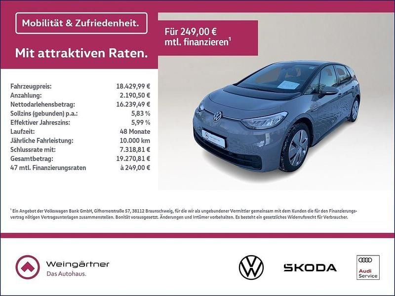 Gebraucht VW ID.3 Pure 110 kW (150 PS) 2021 Grau Kleinwagen