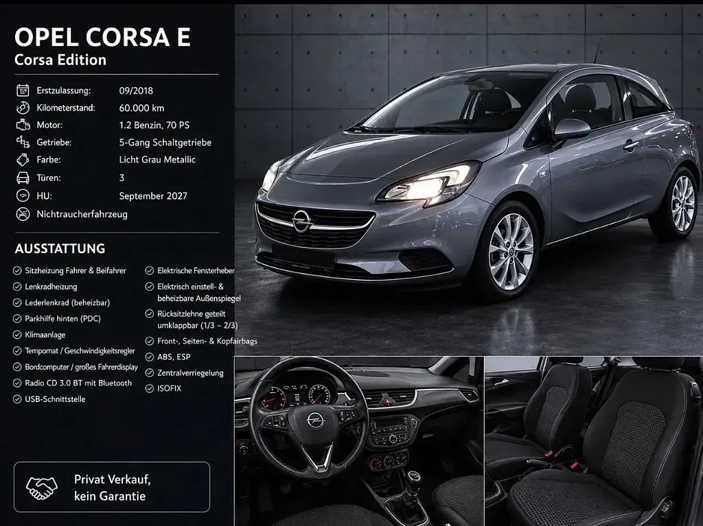 Gebraucht Opel Corsa Edition 69 PS (50 kW) 2018 Grau Kleinwagen