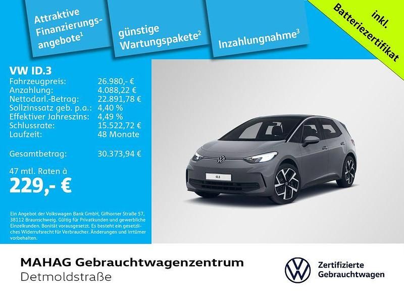 Mondsteingrau/schwarz Gebraucht 2023 VW ID.3 Pro Kleinwagen | 26.980 € (Guter Preis) - Bild 1/2