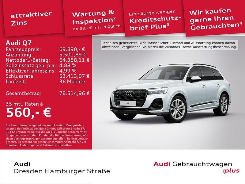 Satellitsilber metallic Gebraucht 2025 Audi Q7 S-Line SUV | 69.890 € (Guter Preis) - Bild 1/3