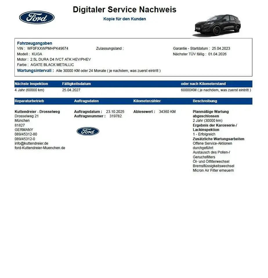 Gebraucht Ford Kuga ST-Line X 152 PS (111 kW) 2023 Obsidianschwarz metallic SUV