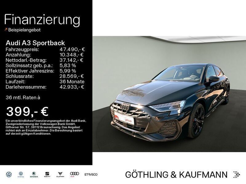 Schwarz Gebraucht 2025 Audi A3 Sportback e-tron S-Line Limousine | 49.990 € (Superpreis) - Bild 1/4