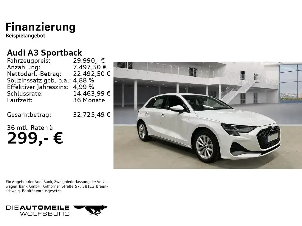 Usata Audi A3 Sport 150 CV (110 kW) 2025 Bianco Berlina