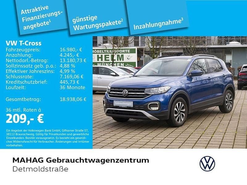 Blau Gebraucht 2021 VW T-Cross Active SUV | 16.980 € (Guter Preis) - Bild 1/2