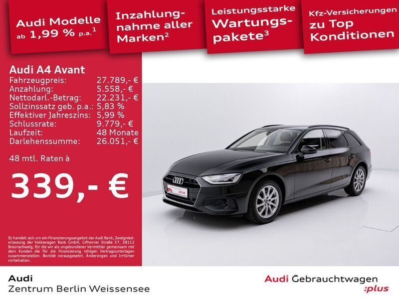 Mythosschwarz metallic Gebraucht 2023 Audi A4 Advanced Kombi | 27.789 € (Guter Preis) - Bild 1/4