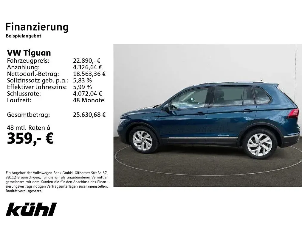 Gebraucht VW Tiguan United 131 PS (96 kW) 2021 Nightshade blue metallic SUV