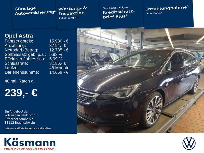 Tiefseeblau (metallic) Gebraucht 2018 Opel Astra Ultimate Kombi | 15.930 € (Fairer Preis) - Bild 1/4