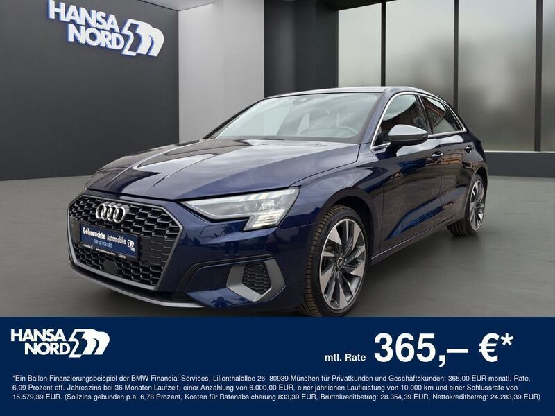 Blau / navarrablau (metallic) Gebraucht 2020 Audi A3 Sportback Sport Limousine | 29.450 € (Teuer) - Bild 1/4