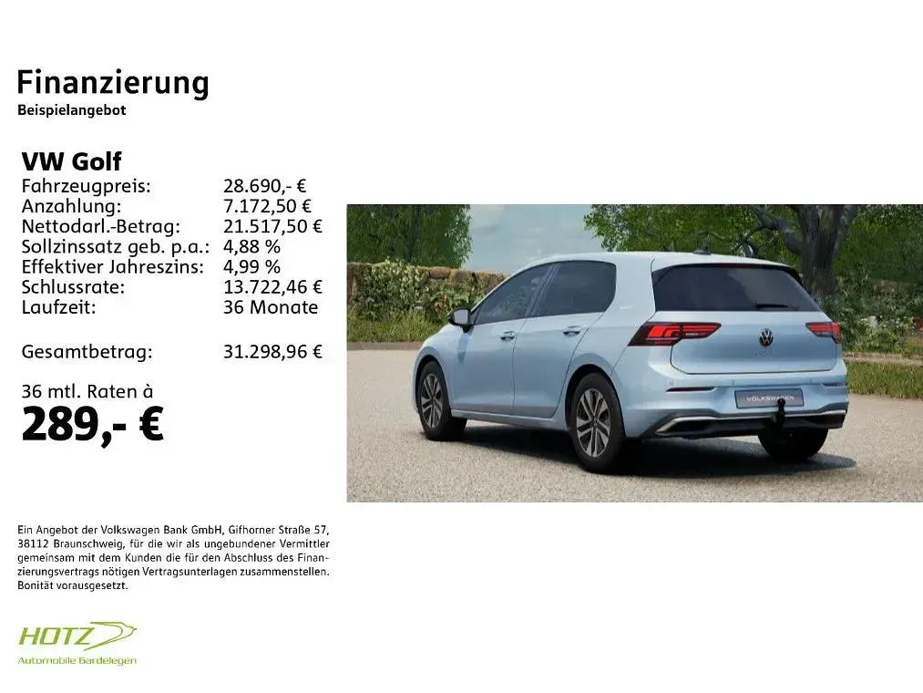 Neu VW Golf VIII 116 PS (85 kW) 2026 Crystal ice blue metallic Limousine