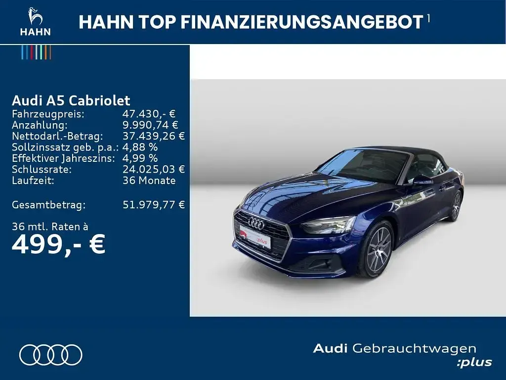 Używany Audi A5 Cabriolet Ambiente 204 KM (150 kW) 2024 Niebieski Kabriolet