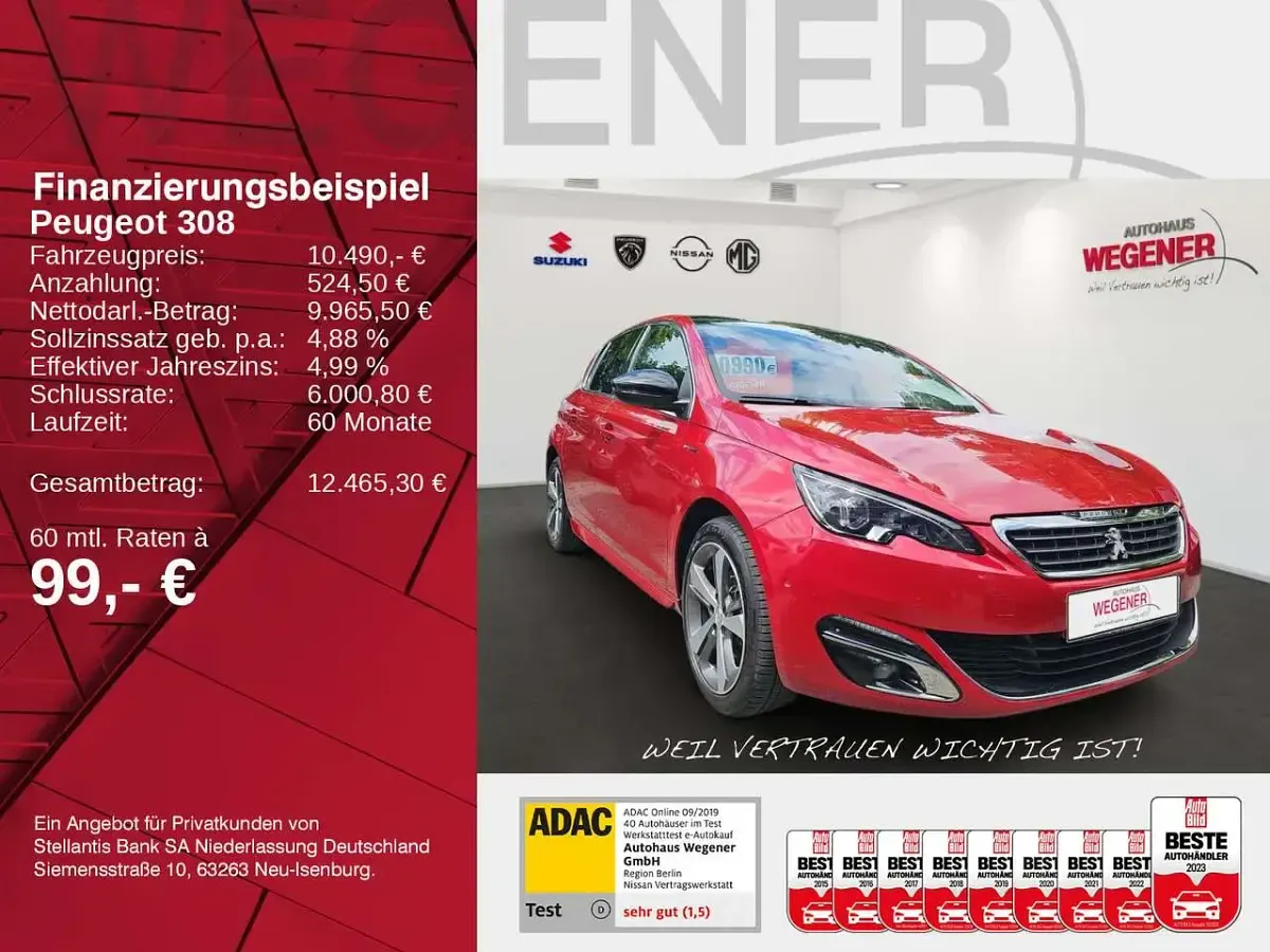 Gebraucht Peugeot 308 GT-line 131 PS (96 kW) 2016 Rot Limousine