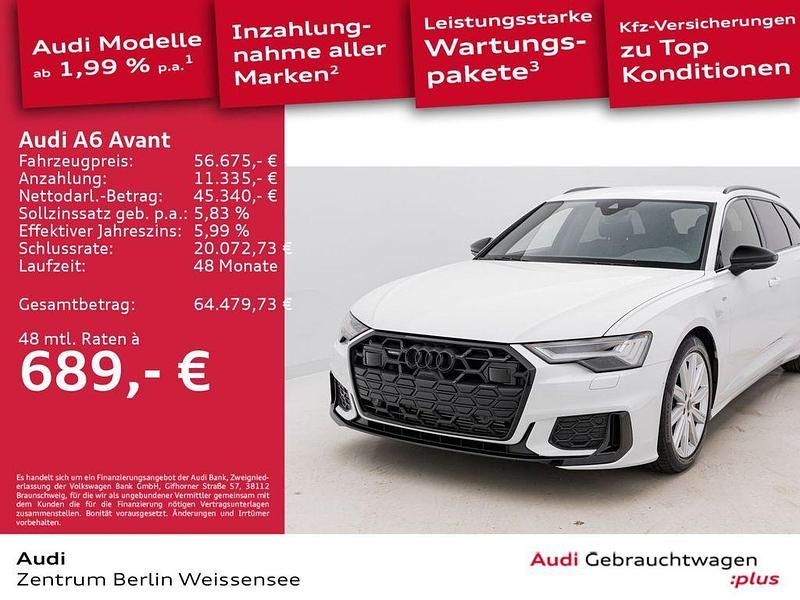 Gletscherweiß metallic Gebraucht 2025 Audi A6 S-Line Kombi | 56.675 € (Fairer Preis) - Bild 1/4