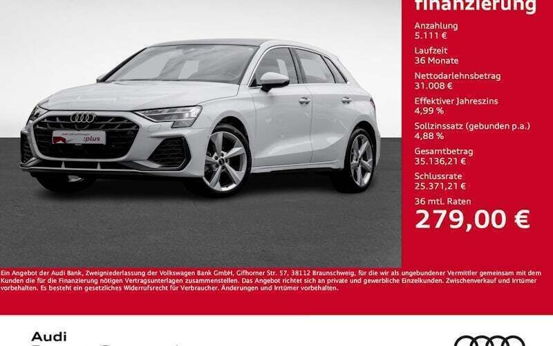 Weiß Gebraucht 2024 Audi A3 Sportback S-Line Limousine | 36.119 € (Superpreis) - Bild 1/3