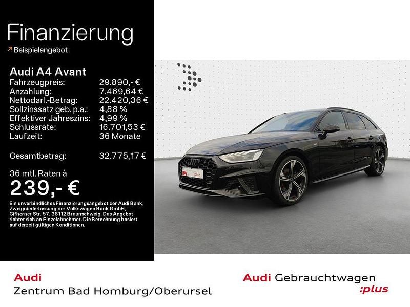 Mythosschwarz metallic Gebraucht 2022 Audi A4 S-Line Kombi | 29.890 € (Fairer Preis) - Bild 1/4