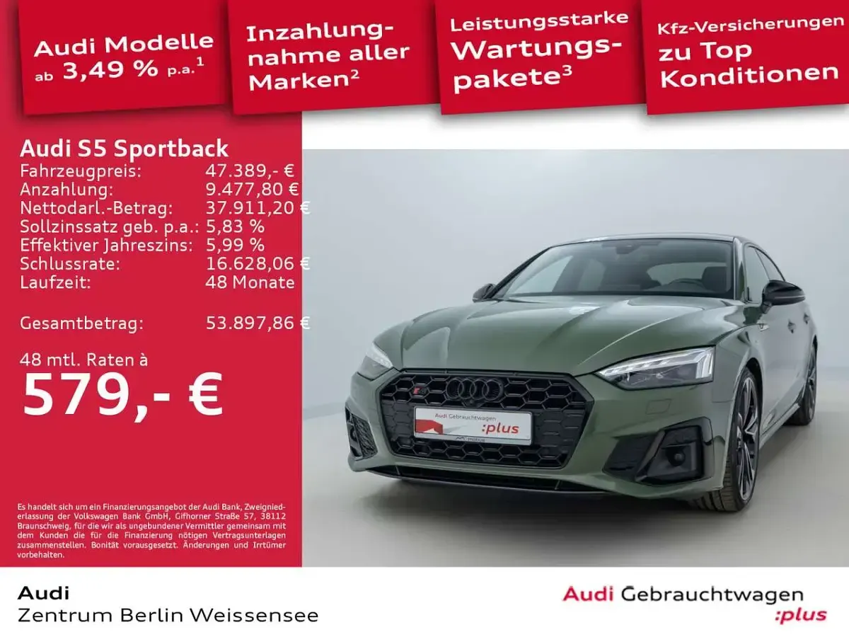 Gebraucht Audi S5 341 PS (250 kW) 2022 Distriktgrün metallic Coupé