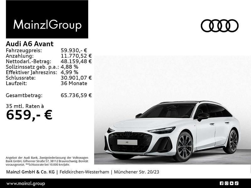 Gletscherweiß metallic Gebraucht 2025 Audi A6 S-Line Kombi | 59.930 € (Superpreis) - Bild 1/3