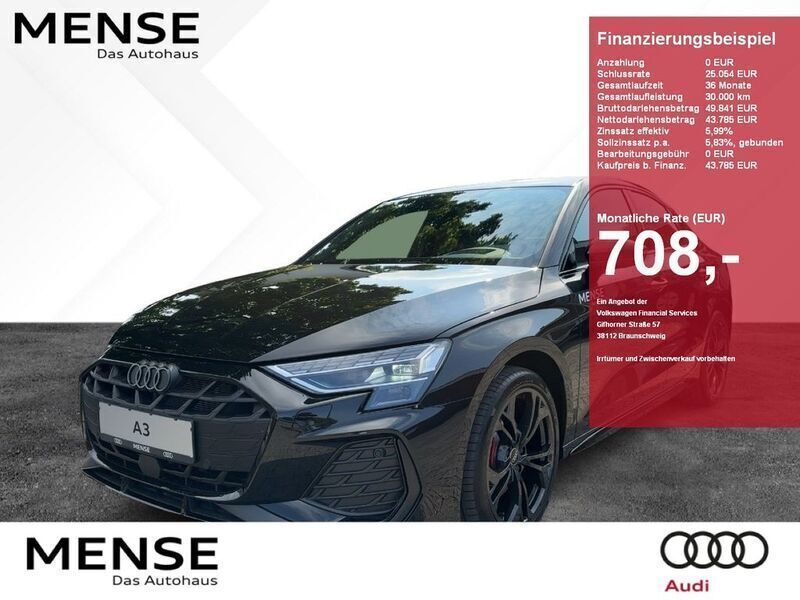 Mythosschwarz Gebraucht 2024 Audi A3 S-Line Limousine | 46.985 € - Bild 1/4