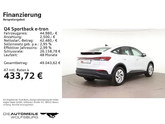 Gebraucht Audi Q4 Sportback e-tron Ambiente 210 kW (286 PS) 2025 Gletscherweiß metallic SUV