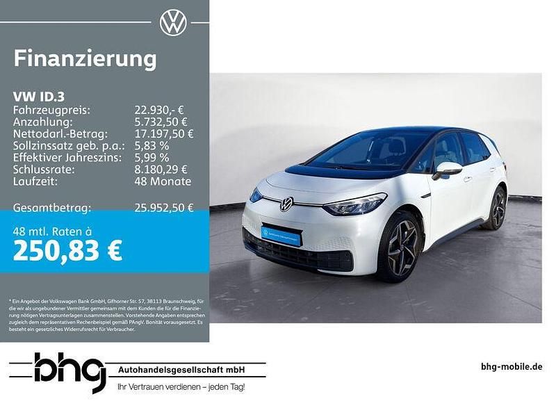 Weiß Gebraucht 2022 VW ID.3 Pro Performance Kleinwagen | 22.930 € (Fairer Preis) - Bild 1/4