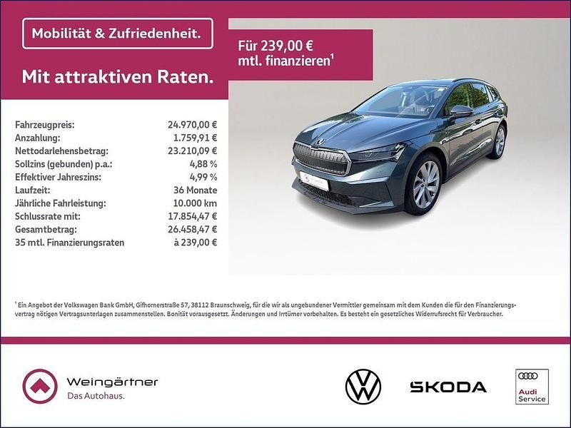 Grau Gebraucht 2021 Skoda Enyaq iV Lodge SUV | 24.970 € (Fairer Preis) - Bild 1/4