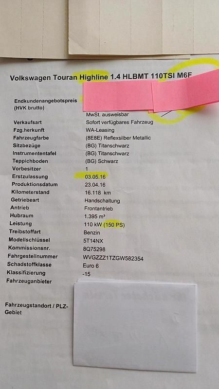 Gebraucht VW Touran Highline 150 PS (110 kW) 2016 Silber Van / Kleinbus